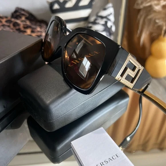 Versace Black Sunglasses with Gold Accents display picture 2